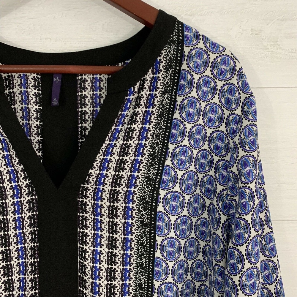 NYDJ Blue Bandanna Print Tunic Blouse - Picture 2 of 5